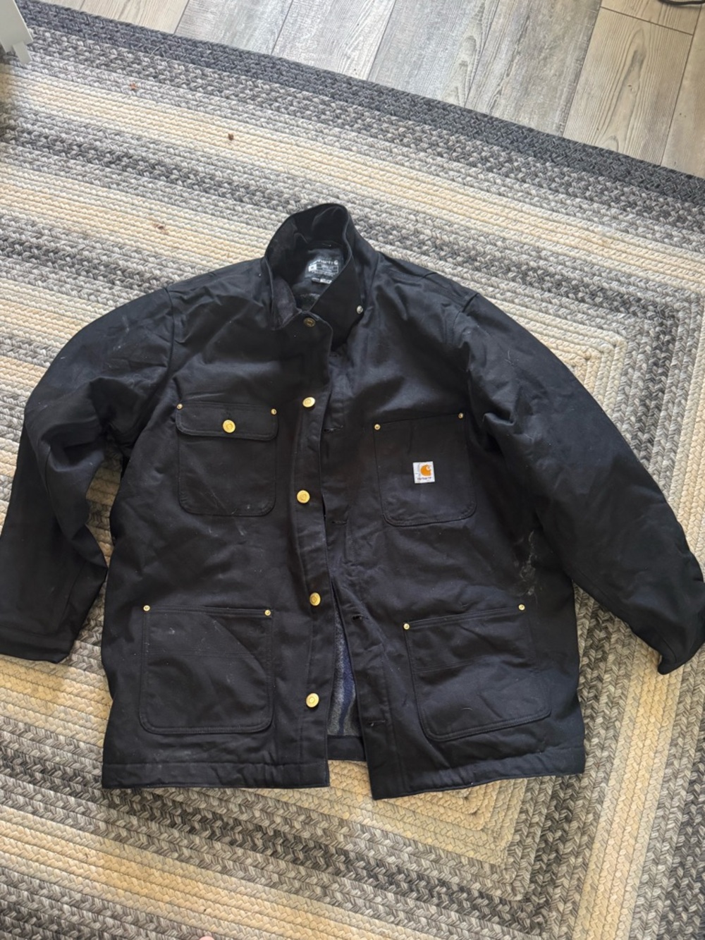 Carhartt Black Men’s Duck Work Jacket with Brass Hardware